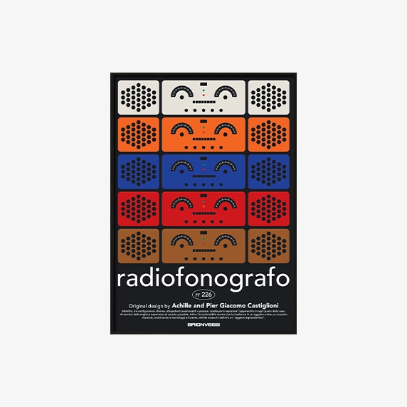 BRIONVEGA 브리온베가 라디오포노그라포 rr-226 포스터 A1 ALL 블랙 우드 프레임